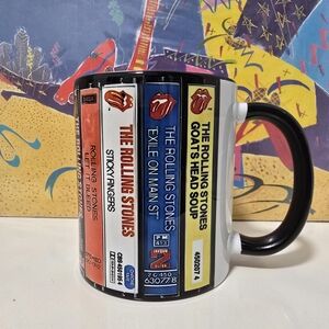 Classic Rock Coffee Mug cassette tape stack for music lovers